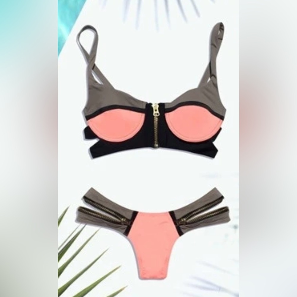 beach bunny L/XL endless summer color block bikini